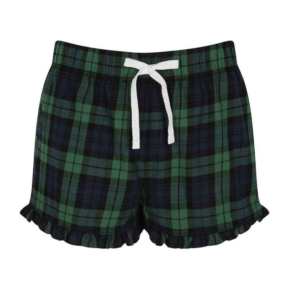 SF Womens/Ladies Tartan Frill Shorts / Navy/Green